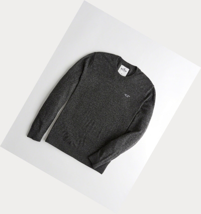 Dark Grey Hollister Lightweight Crewneck Men's Sweaters | ZA-BSVZ429