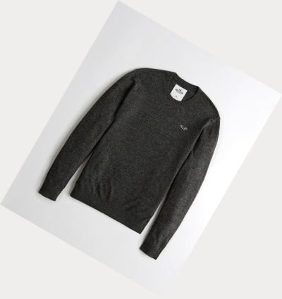 Dark Grey Hollister Lightweight Crewneck Men's Sweaters | ZA-ZMYJ091