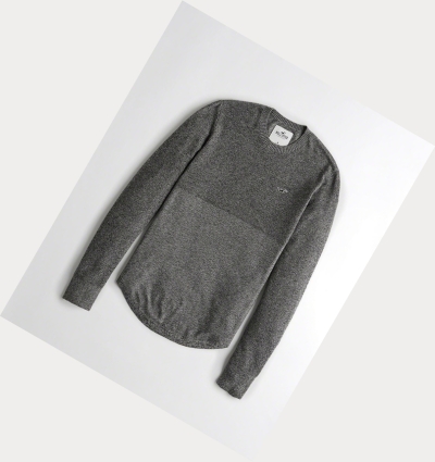 Dark Grey Hollister Lightweight Curved Hem Men's Sweaters | ZA-JGDL976