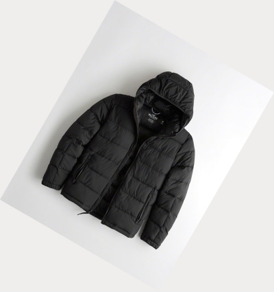 Dark Grey Hollister Recycled Fill Hooded Men's Puffers | ZA-GTQD390