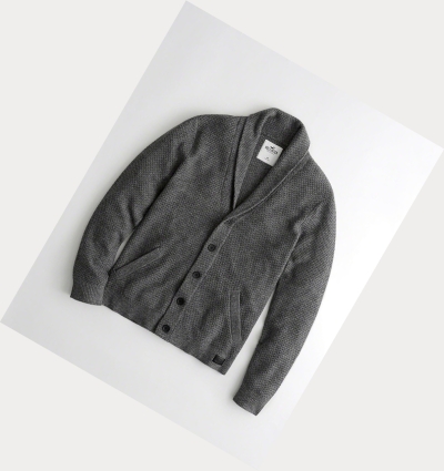 Dark Grey Hollister Textured Shawl Cardigan Men's Sweaters | ZA-UVAN941