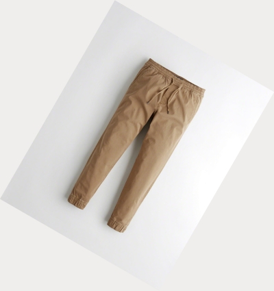 Dark Khaki Hollister Advanced Stretch Twill Skinny Men's Jogger | ZA-QGJZ467