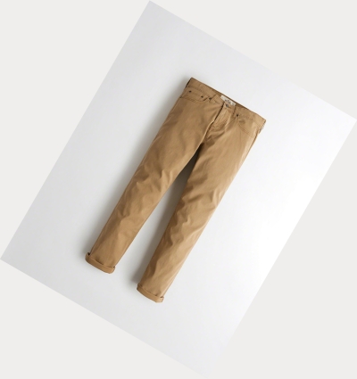 Dark Khaki Hollister Epic Flex Slim Straight Men's Pants | ZA-STDM178