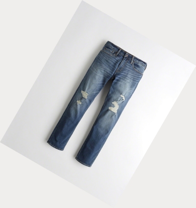 Dark Wash Hollister Advanced Stretch Slim Straight Men's Jeans | ZA-PMGQ609