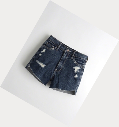 Dark Wash Hollister Vintage Stretch Ultra High-Rise Denim Women's Shorts | ZA-IYHA704