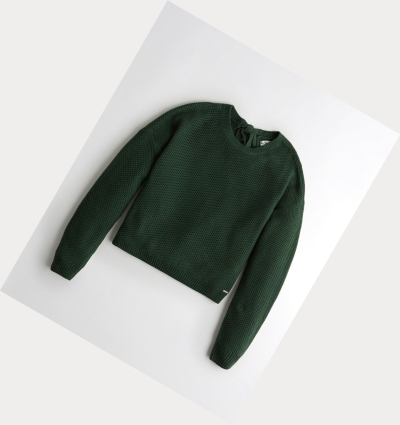 Green Hollister Textured Crewneck Women's Sweaters | ZA-WPHY260