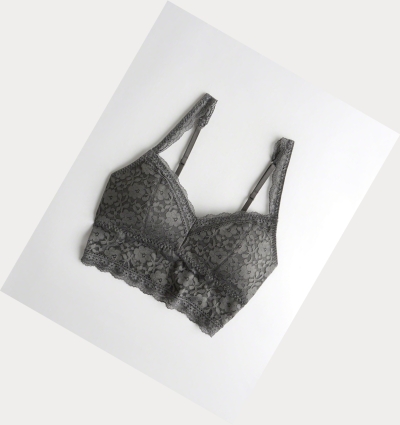 Grey Hollister Lace Longline With Removable Pads Women's Bras | ZA-FKPO859