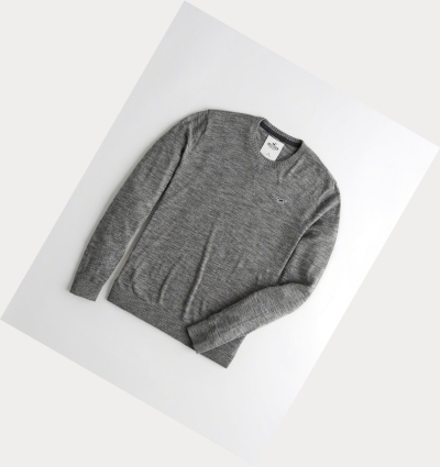 Grey Hollister Lightweight Crewneck Men's Sweaters | ZA-HARU846