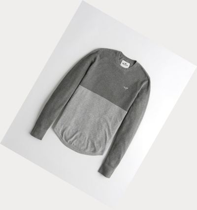 Grey Hollister Lightweight Curved Hem Men's Sweaters | ZA-HNPV584