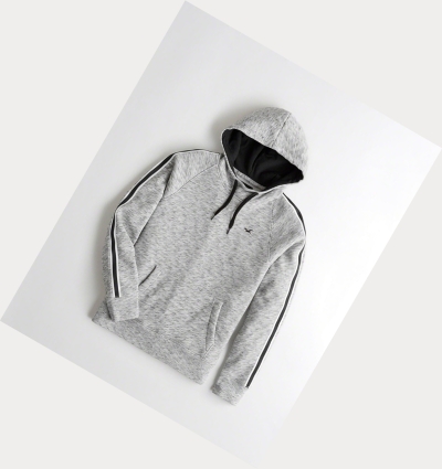 Grey Hollister Sleeve-Stripe Men's Hoodie | ZA-UFMK561