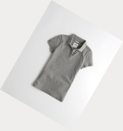 Grey Hollister Slim Knit Women's Polo Shirts | ZA-UIRN167