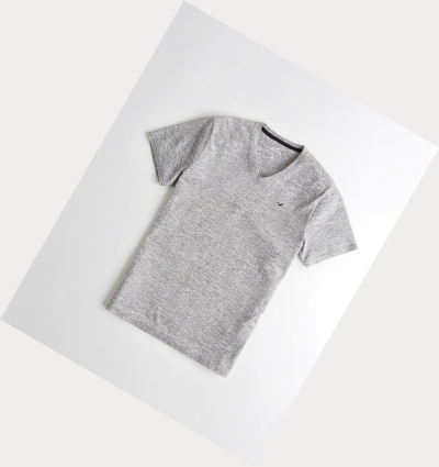 Grey Hollister V-Neck Men's Short Sleeve | ZA-FJBH610