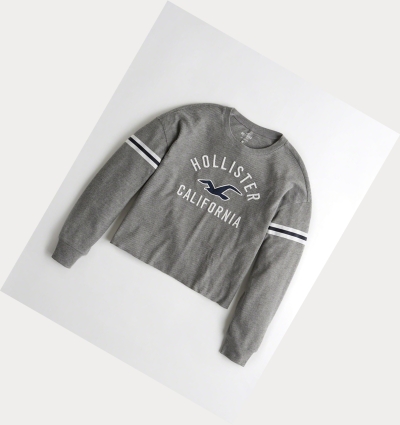 Grey Hollister Waffle Boyfriend Women's Long Sleeve | ZA-UENY967