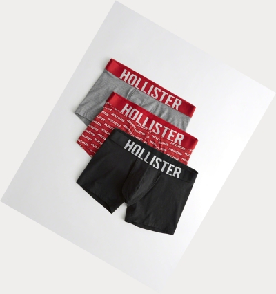 Grey Red Black Hollister Classic Trunk 3-Pack Men's Underwear | ZA-QAOZ783