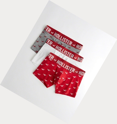 Grey White Red Hollister Classic Trunk 3-Pack Men's Underwear | ZA-ENPO092