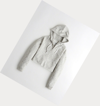 Light Grey Hollister Crop Women's Hoodie | ZA-LBQE904