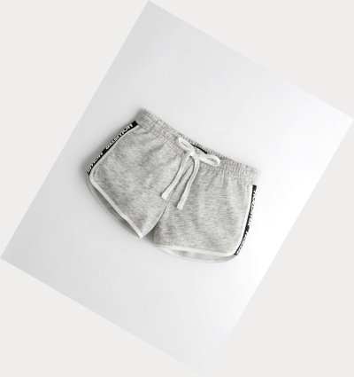 Light Grey Hollister High-Rise Fleece Curved Hem Women's Shorts | ZA-USDA348