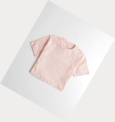 Light Pink Hollister Crop Boyfriend Women's Short Sleeve | ZA-MEGZ824