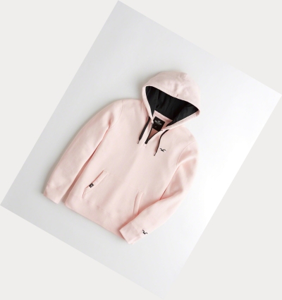 Light Pink Hollister Half-Zip Men's Hoodie | ZA-ROFG329