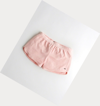 Light Pink Hollister High-Rise Velvet Curved Hem Women's Shorts | ZA-CHTQ765