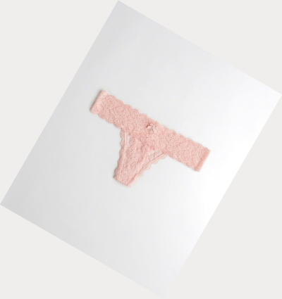 Light Pink Hollister Lace Thong Women's Underwear | ZA-QRNP806