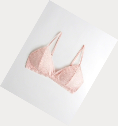 Light Pink Hollister Lace Triangle With Removable Pads Women's Bras | ZA-CUDY628