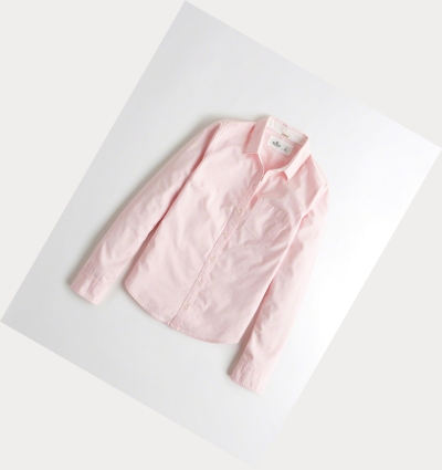 Light Pink Hollister Oxford Women's Long Sleeve | ZA-YCIB908