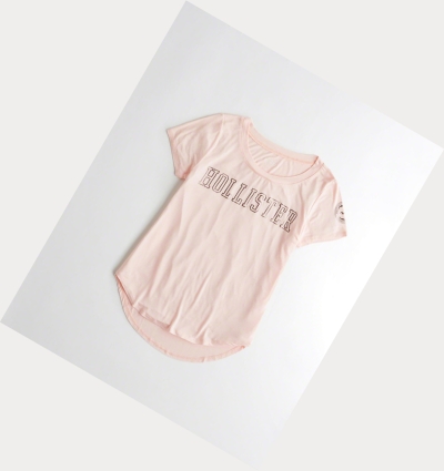 Light Pink Hollister Shine Logo Women's Short Sleeve | ZA-RZMF876