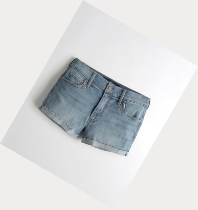 Light Wash Hollister Advanced Stretch Mid-Rise Denim Women's Shorts | ZA-VJQW649