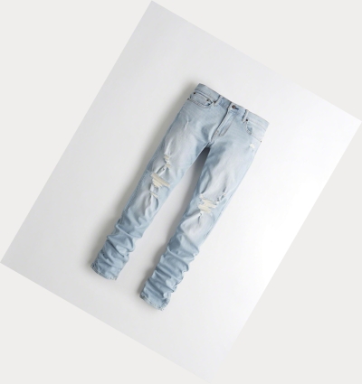 Light Wash Hollister Advanced Stretch Stacked Skinny Men's Jeans | ZA-ESBZ501