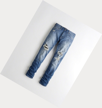 Light Wash Hollister Advanced Stretch Stacked Skinny Men's Jeans | ZA-MXOC936