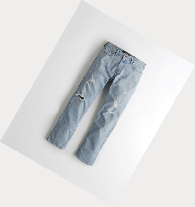 Light Wash Hollister Epic Flex Classic Straight Men's Jeans | ZA-PODA376