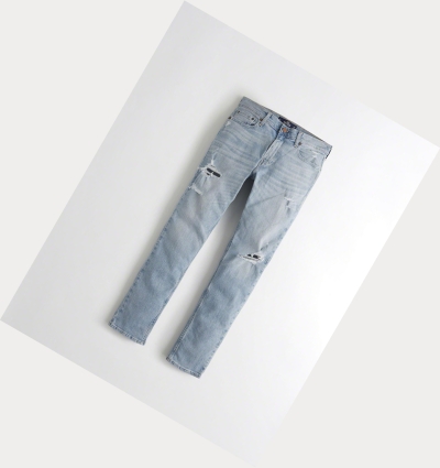 Light Wash Hollister Epic Flex Skinny Men's Jeans | ZA-CBOL320