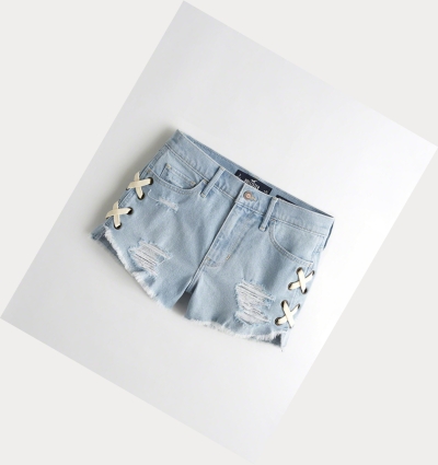 Light Wash Hollister High-Rise Denim Women's Shorts | ZA-ATZI467