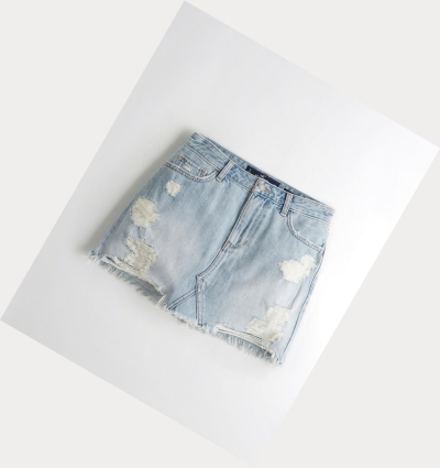 Light Wash Hollister High-Rise Denim Women's Skirts | ZA-YGBQ873