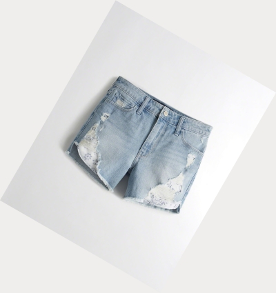 Light Wash Hollister Vintage Stretch High-Rise Denim Midi Women's Shorts | ZA-NWGQ750