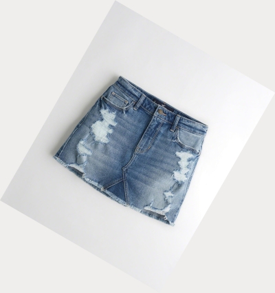 Light Wash Hollister Vintage Stretch High-Rise Denim Women's Skirts | ZA-QRKV368