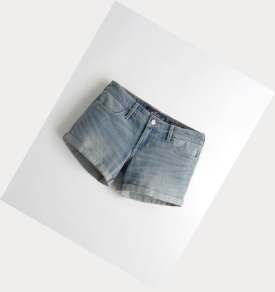 Light Wash Hollister Vintage Stretch Low-Rise Denim Midi Women's Shorts | ZA-OSAY193