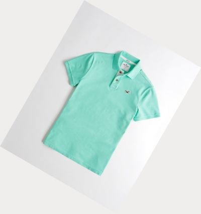 Mint Hollister Stretch Icon Men's Polo Shirts | ZA-QRAJ624