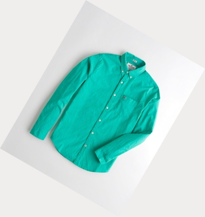 Mint Hollister Stretch Poplin Men's Long Sleeve | ZA-YNTW259