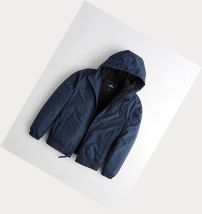 Navy Hollister Hooded Men's Bomber Jackets | ZA-XSPM462