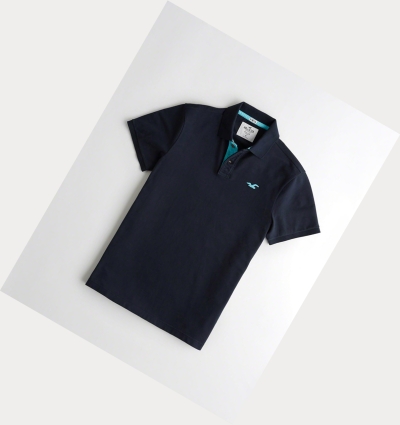 Navy Hollister Icon Men's Polo Shirts | ZA-LJGP643