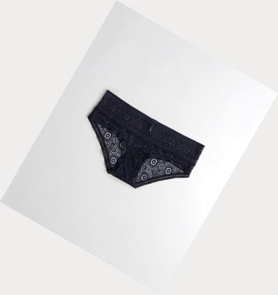 Navy Hollister Lace Hiphugger Women's Underwear | ZA-GMJS182