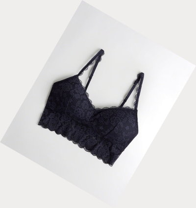 Navy Hollister Lace Longline With Removable Pads Women's Bras | ZA-RQSB028