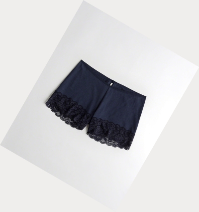 Navy Hollister Lace-Trim Layering Shorts Women's Underwear | ZA-JNUV603