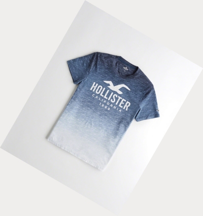 Navy Hollister Logo Men's Short Sleeve | ZA-CLKN720