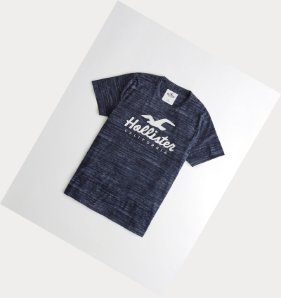 Navy Hollister Logo Men's Short Sleeve | ZA-PEFI476