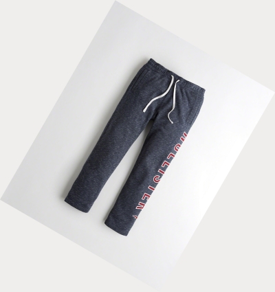 Navy Hollister Logo Straight-Leg Men's Sweatpants | ZA-JXQF104