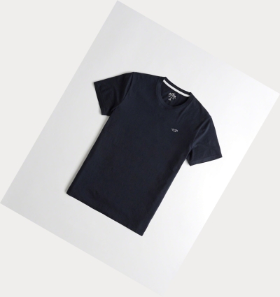 Navy Hollister Must-Have Crewneck Men's Short Sleeve | ZA-IPEC720