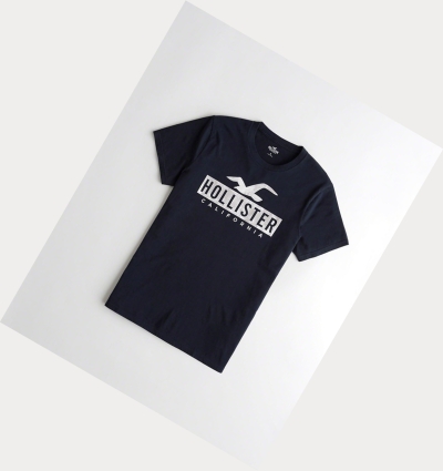 Navy Hollister Must-Have Crewneck Men's Short Sleeve | ZA-LPNU953